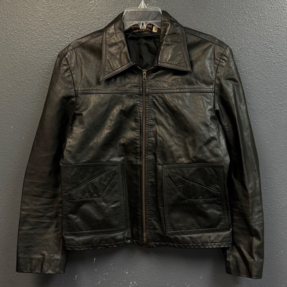 Black Genuine Leather Made in Argentine 42 men’s jacket biker vintage 80’s
